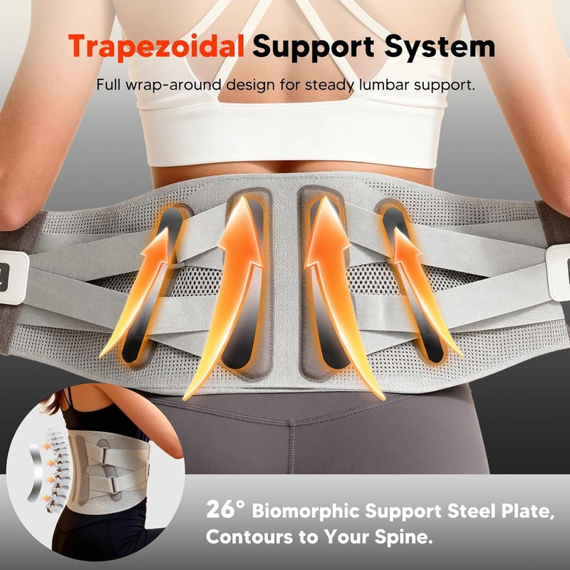 arboleaf Lumbar Support Belt with Heat – Lower Back Brace for Men and Women, Adjustable 360° Compression Wrap with 3 Heat Levels (40°/50°/60°C), Size L (Waist 31.5"-37.4") - Image 3